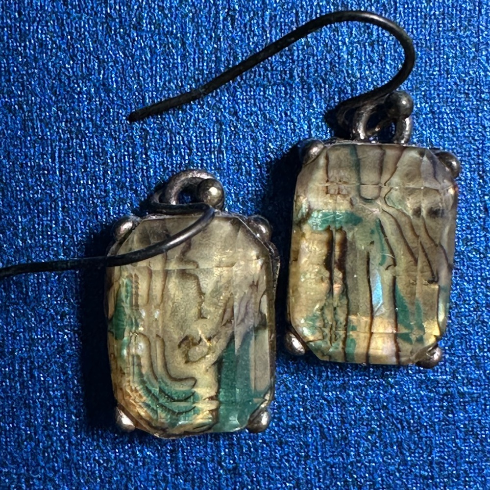 Handcrafted dichroic glass stone Drop Earrings